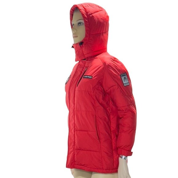 Head Ski Jacket Award Red Puffer Full Zip Hoodie Nylon Polyester Filled Kids Uni - Picture 4 of 8